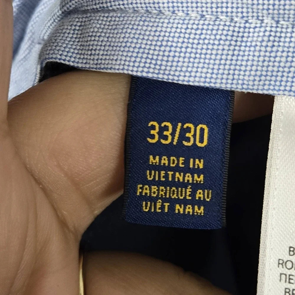 Polo Ralph Lauren Men Pants 33/30 Navy Embroidered Chino Twill Stretch READ
